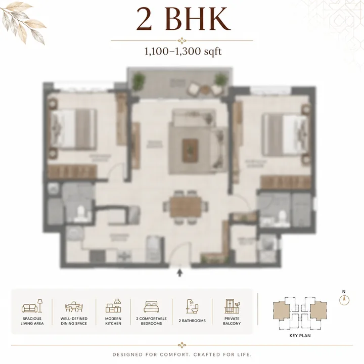 Godrej Kada Agrahara 2 BHK floor plan layout